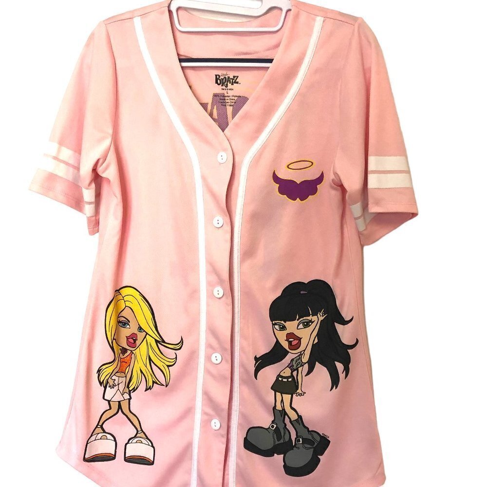 Bratz Graphic Baseball Jersey Girls Size Large Pink EUC May Fit Wormen's Small